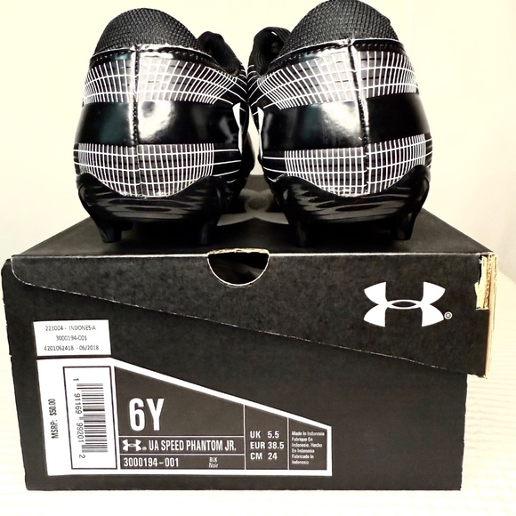 Under Armour  Kids Speed Phantom Jr. Football Cleats, Balck, 6Y - Picture 5 of 7